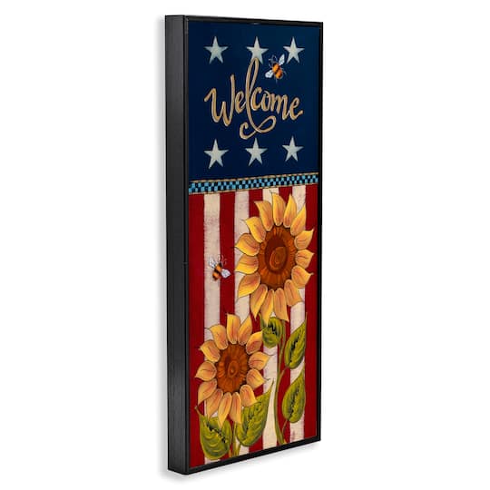 Stupell Industries Americana Welcome Country Sunflowers Framed Giclee Art